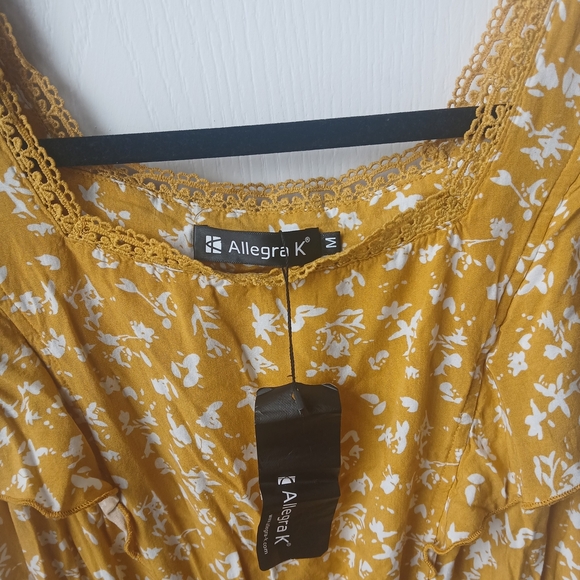 Allegra K Yellow Floral Dress Size Medium - Picture 2 of 6